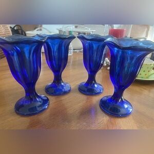 Anchor Hocking Fountainware Parfait Dishes - Colbalt Blue Icecream glassware